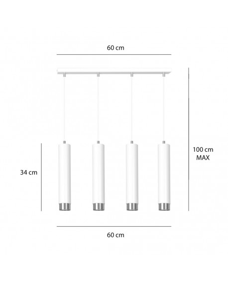LAMPA WISZĄCA KIBO 4 BIAŁA CHROM EMIBIG