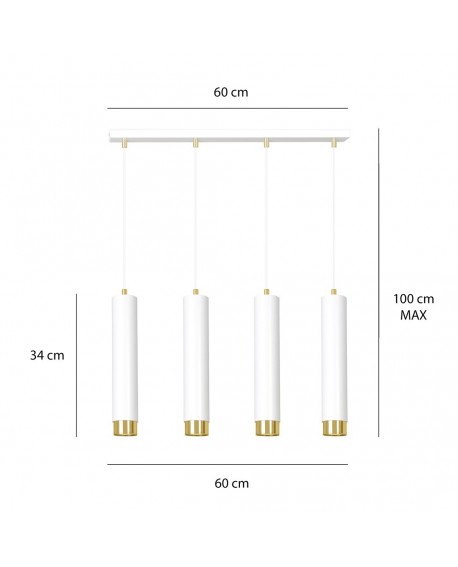 LAMPA WISZĄCA KIBO 4 BIAŁA ZŁOTA EMIBIG