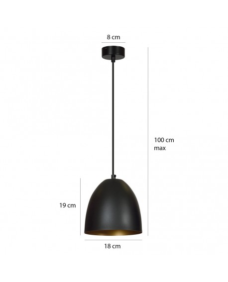 LAMPA WISZĄCA LENOX 1 CZARNA / BIAŁA EMIBIG