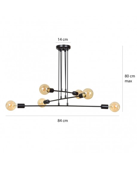 LAMPA WISZĄCA MULTIPO 6 CZARNA EMIBIG