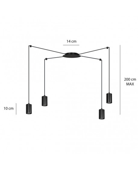 LAMPA WISZĄCA TRAKER 4 CZARNA CZARNA EMIBIG