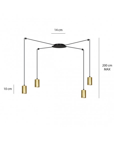 LAMPA WISZĄCA TRAKER 4 CZARNA ZŁOTA EMIBIG