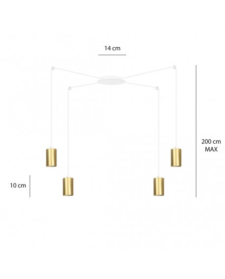 LAMPA WISZĄCA TRAKER 4 BIAŁA ZŁOTA EMIBIG