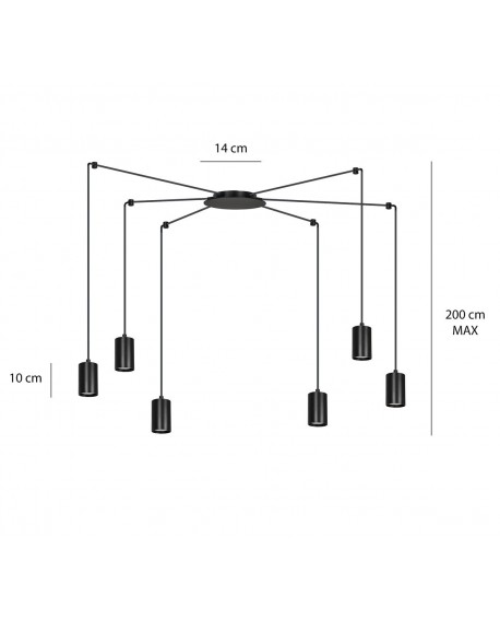 LAMPA WISZĄCA TRAKER 6 CZARNA CZARNA EMIBIG