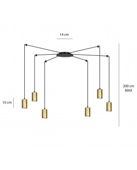 LAMPA WISZĄCA TRAKER 6 CZARNA ZŁOTA EMIBIG