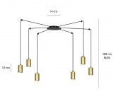 LAMPA WISZĄCA TRAKER 6 CZARNA ZŁOTA EMIBIG