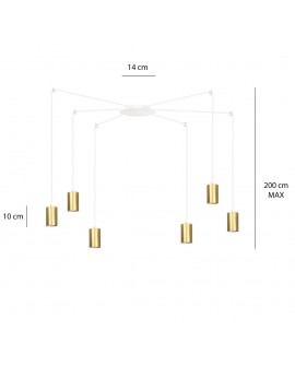 LAMPA WISZĄCA TRAKER 6 BIAŁA ZŁOTA EMIBIG