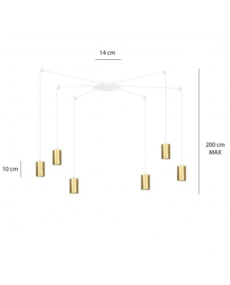 LAMPA WISZĄCA TRAKER 6 BIAŁA ZŁOTA EMIBIG