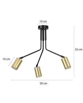 LAMPA SUFITOWA VERNO 3-PUNKTOWA CZARNA EMIBIG