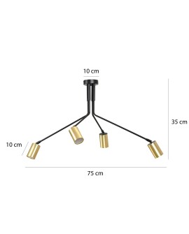 LAMPA SUFITOWA VERNO 4-PUNKTOWA CZARNA EMIBIG