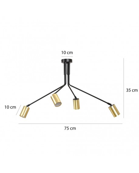 LAMPA SUFITOWA VERNO 4-PUNKTOWA CZARNA EMIBIG