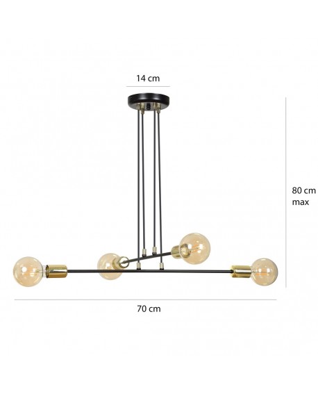 LAMPA WISZĄCA VESIO 4 CZARNA EMIBIG