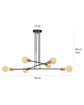 LAMPA WISZĄCA VESIO 6 CZARNA EMIBIG