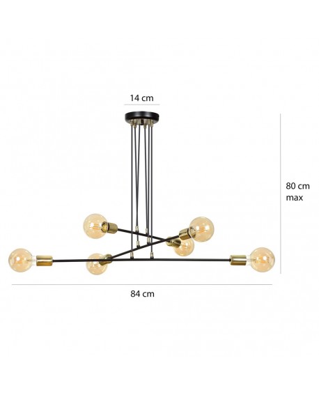 LAMPA WISZĄCA VESIO 6 CZARNA EMIBIG