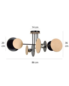 LAMPA SUFITOWA ZITA 4-PUNKTOWA CZARNA EMIBIG