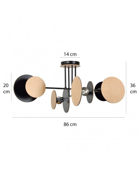 LAMPA SUFITOWA ZITA 4-PUNKTOWA CZARNA EMIBIG