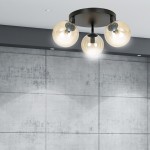 LAMPA SUFITOWA TOFI 3-PUNKTOWA CZARNA MIODOWA PREMIUM EMIBIG