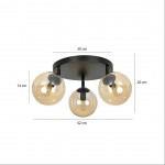 LAMPA SUFITOWA TOFI 3-PUNKTOWA CZARNA MIODOWA PREMIUM EMIBIG