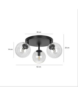 LAMPA SUFITOWA TOFI 3-PUNKTOWA CZARNA PRZEZROCZYSTA PREMIUM EMIBIG