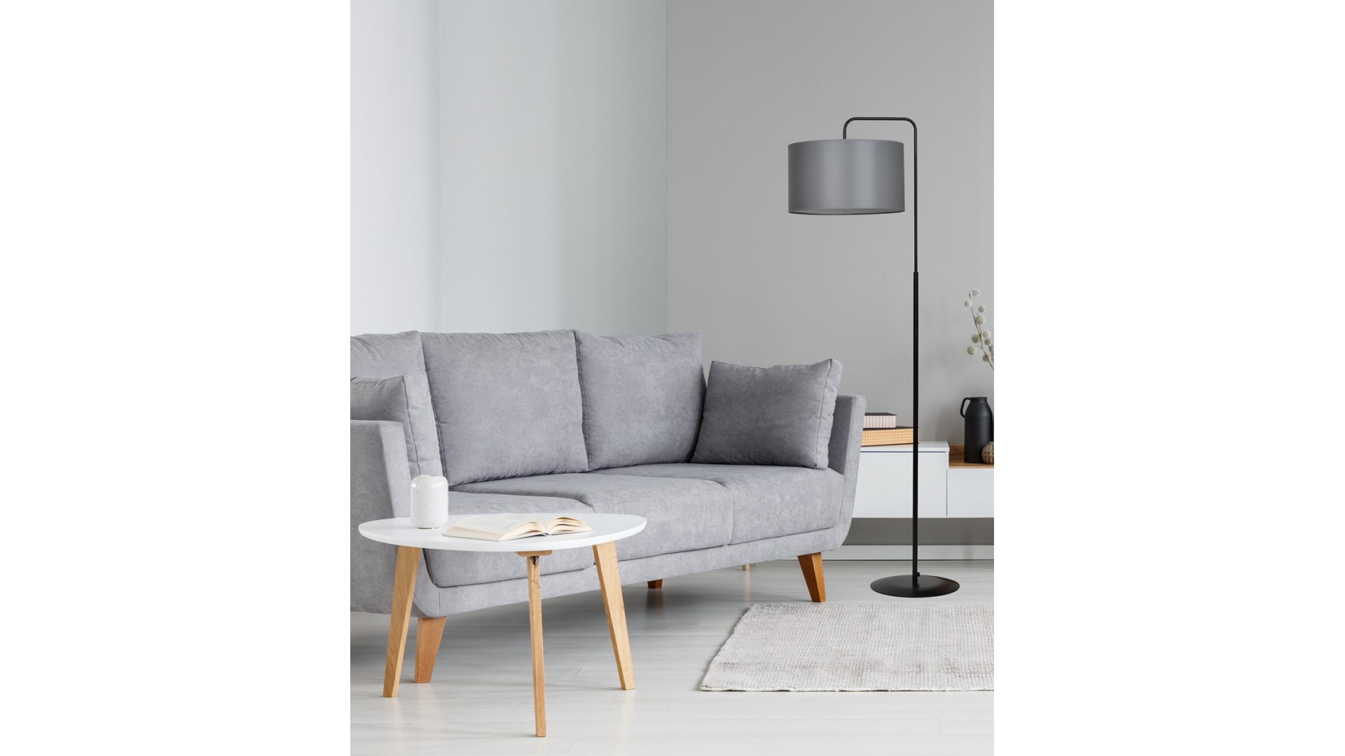 LAMPA PODŁOGOWA STOJĄCA TRAPO LP1 BL SZARA EMIBIG