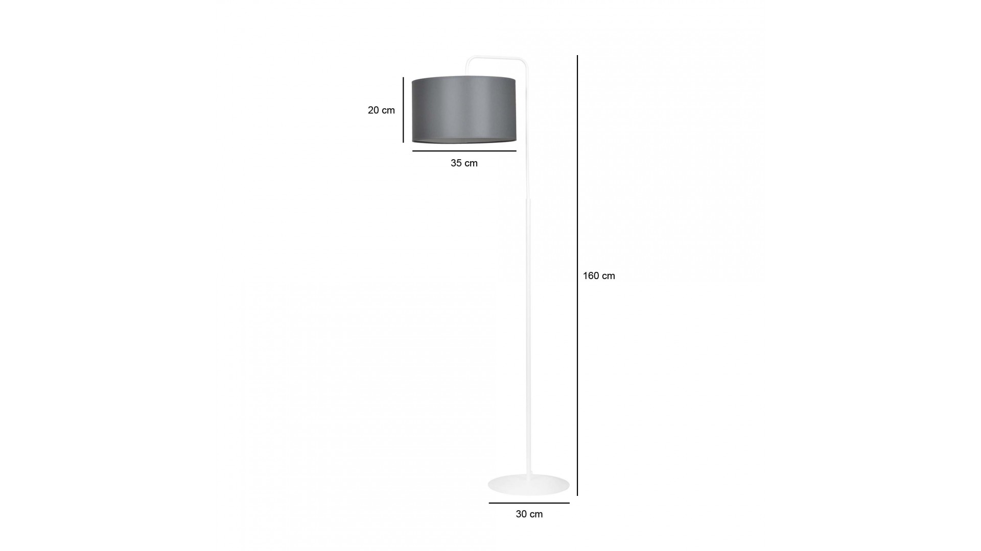 LAMPA PODŁOGOWA STOJĄCA TRAPO LP1 WH SZARA EMIBIG