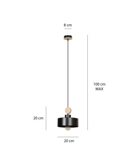 LAMPA WISZĄCA TUNISO 1 CZARNA EMIBIG