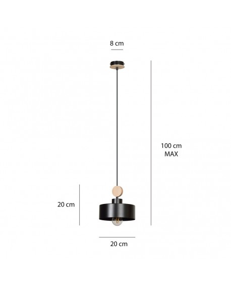 LAMPA WISZĄCA TUNISO 1 CZARNA EMIBIG