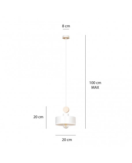 LAMPA WISZĄCA TUNISO 1 BIAŁA EMIBIG