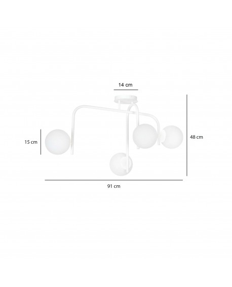 LAMPA SUFITOWA KALF 4-PUNKTOWA BIAŁA EMIBIG