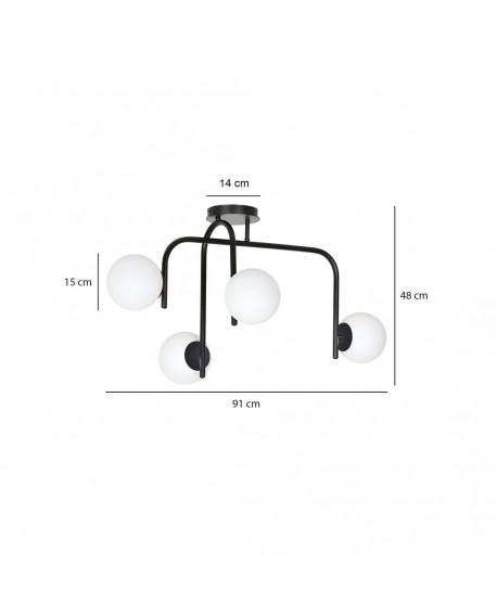 LAMPA SUFITOWA KALF 4-PUNKTOWA CZARNA EMIBIG