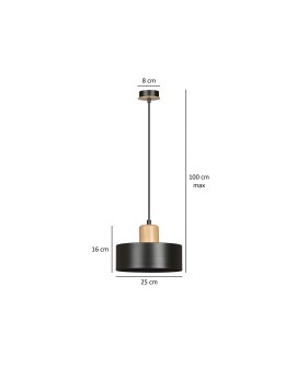 LAMPA WISZĄCA TORIN 1 CZARNA EMIBIG