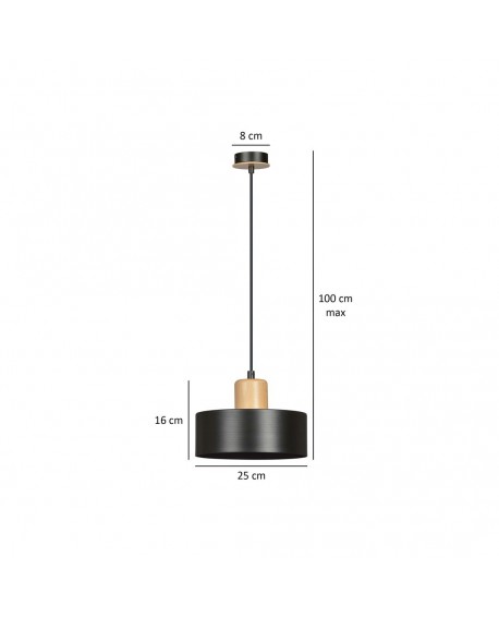 LAMPA WISZĄCA TORIN 1 CZARNA EMIBIG