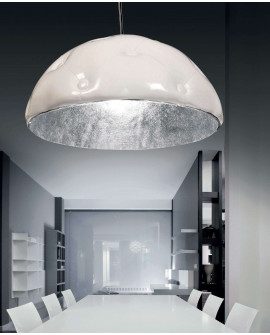 SKÓRZANA LAMPA WISZĄCA BIAŁA CHESTERIO D70