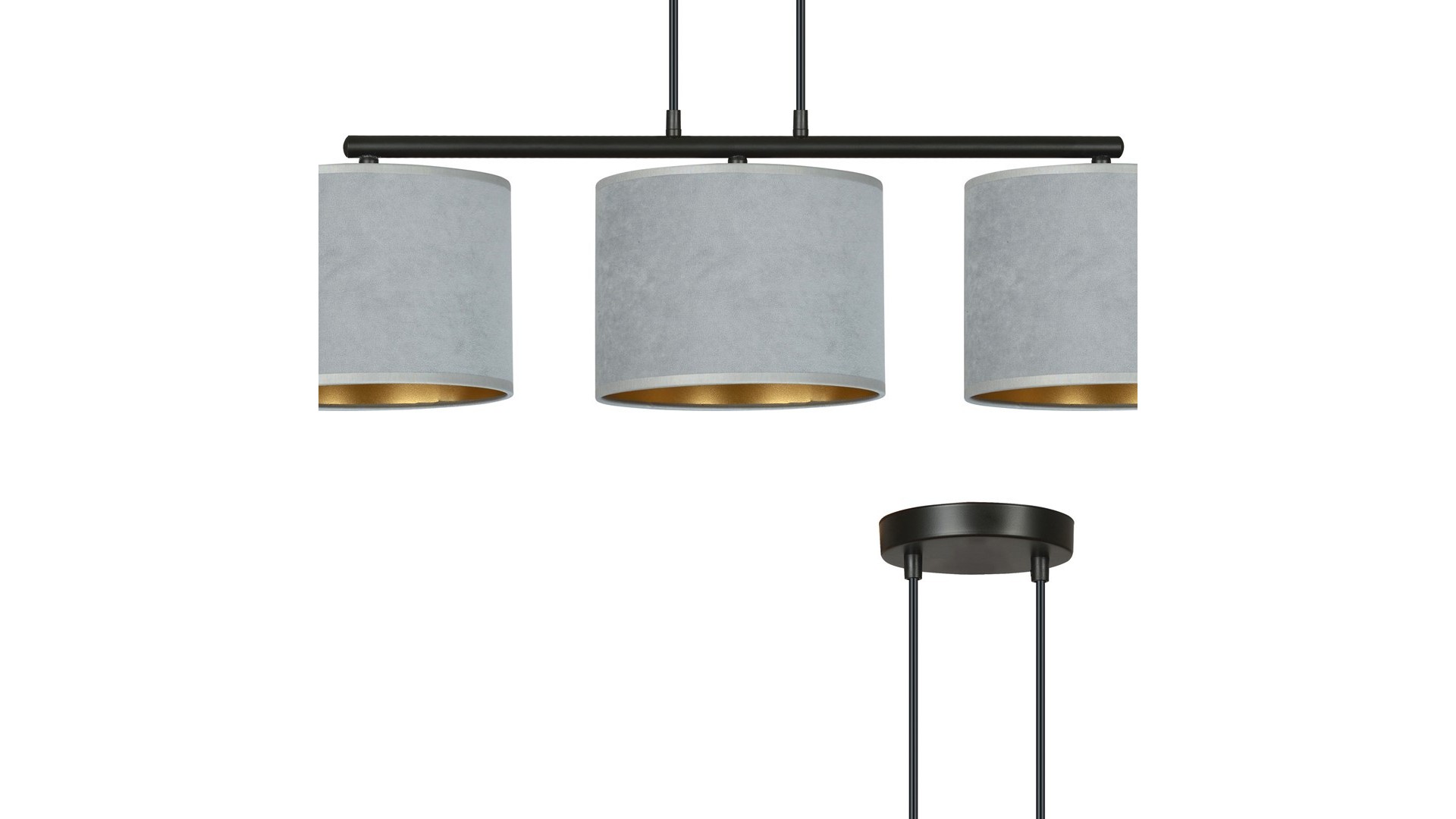 LAMPA WISZĄCA HILDE 3 CZARNA SZARA EMIBIG
