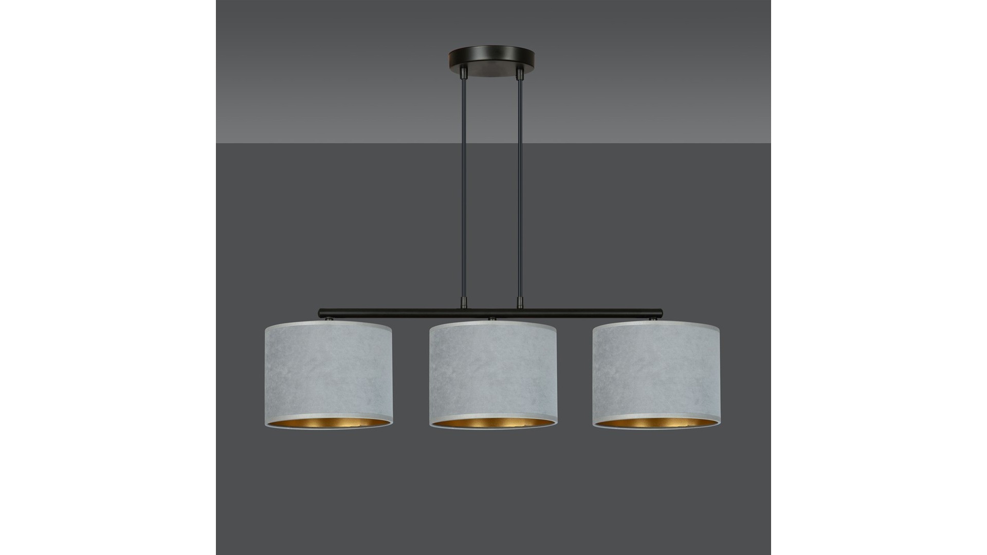 LAMPA WISZĄCA HILDE 3 CZARNA SZARA EMIBIG