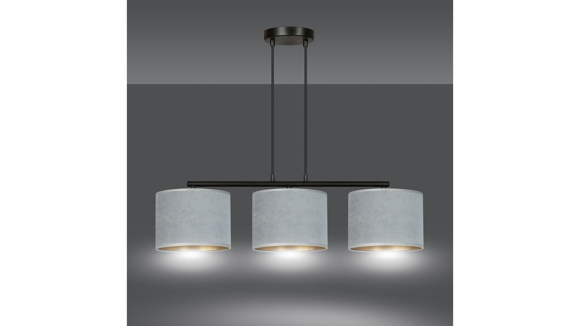 LAMPA WISZĄCA HILDE 3 CZARNA SZARA EMIBIG