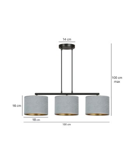 LAMPA WISZĄCA HILDE 3 CZARNA SZARA EMIBIG