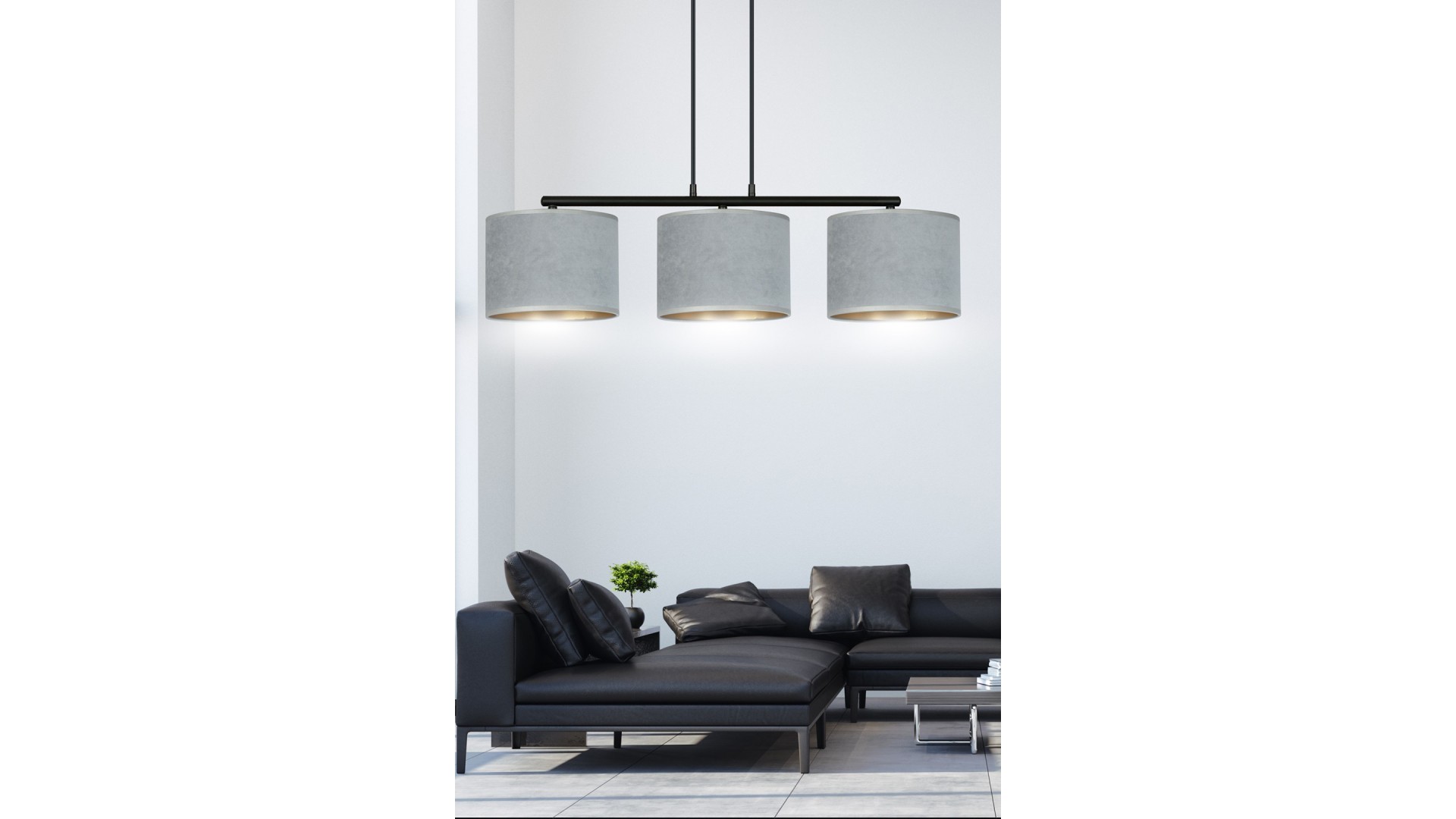LAMPA WISZĄCA HILDE 3 CZARNA SZARA EMIBIG
