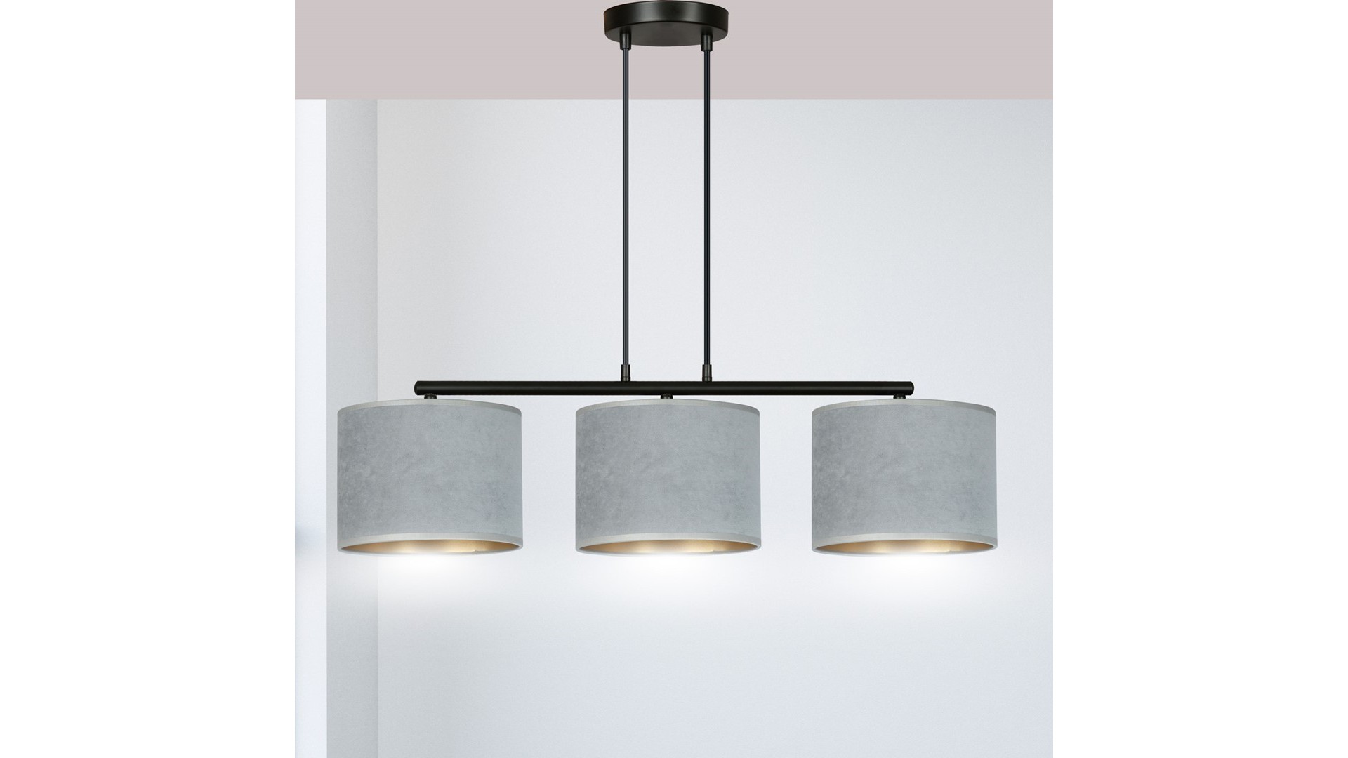 LAMPA WISZĄCA HILDE 3 CZARNA SZARA EMIBIG