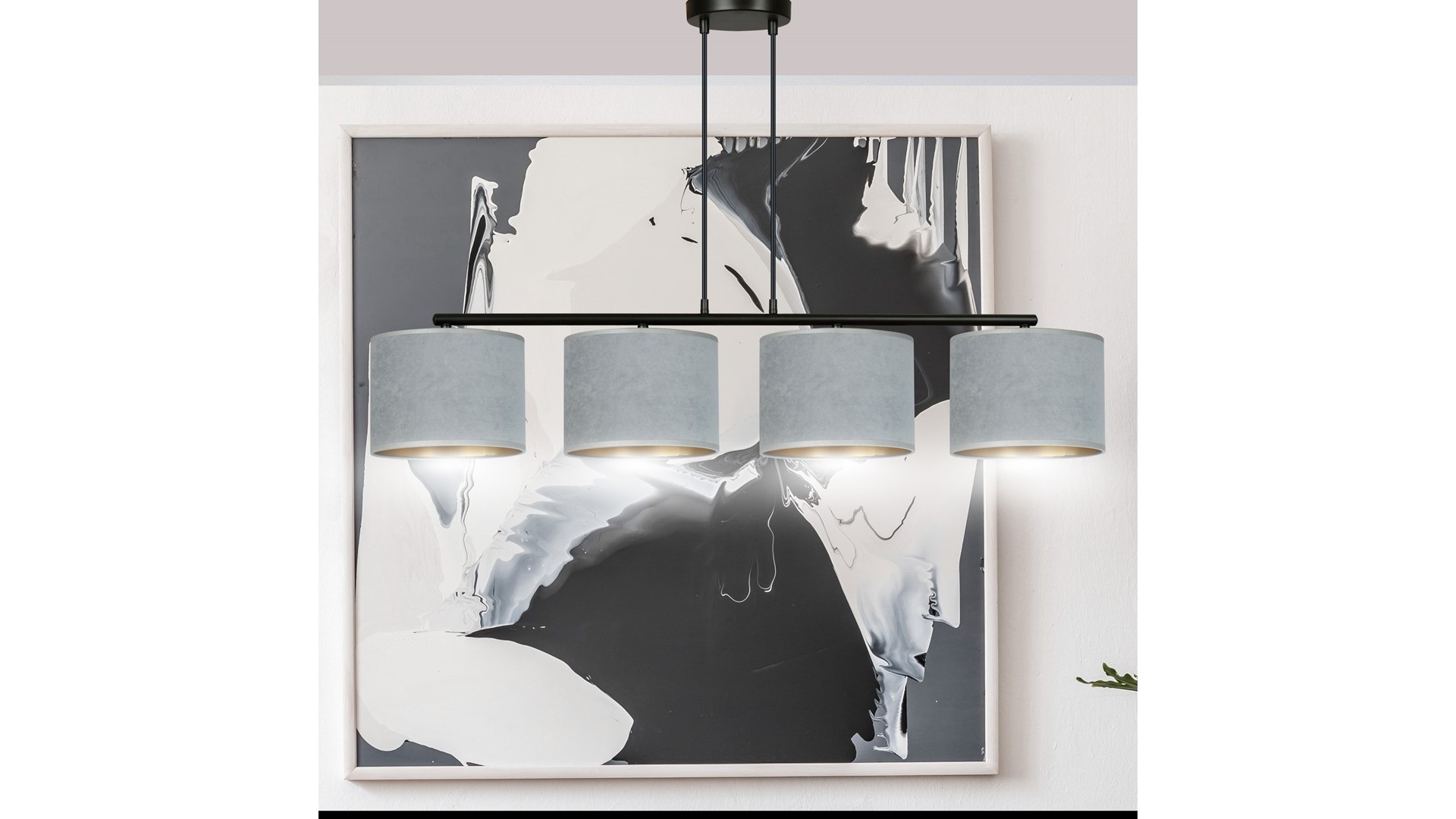 LAMPA WISZĄCA HILDE 4 CZARNA SZARA EMIBIG
