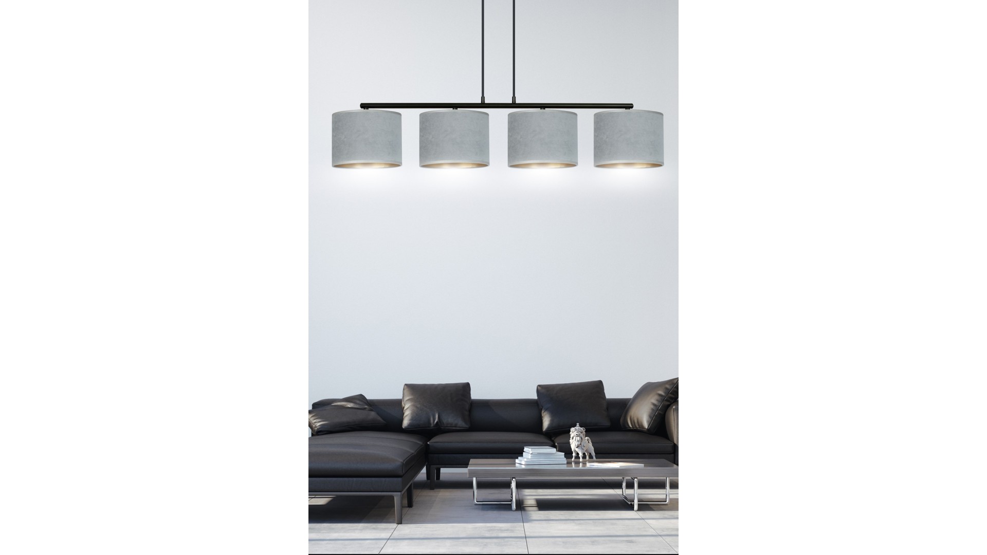 LAMPA WISZĄCA HILDE 4 CZARNA SZARA EMIBIG