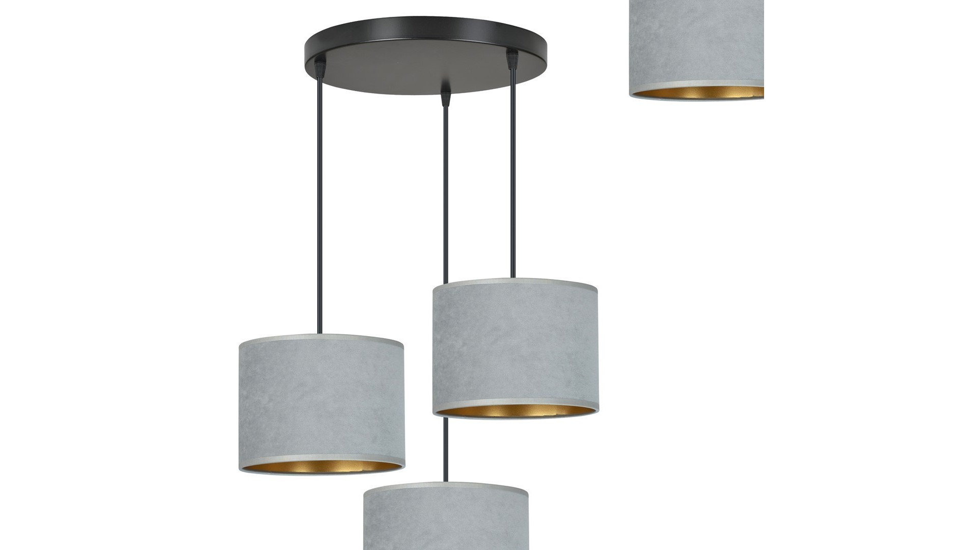 LAMPA WISZĄCA HILDE 3 CZARNA PREMIUM SZARA EMIBIG