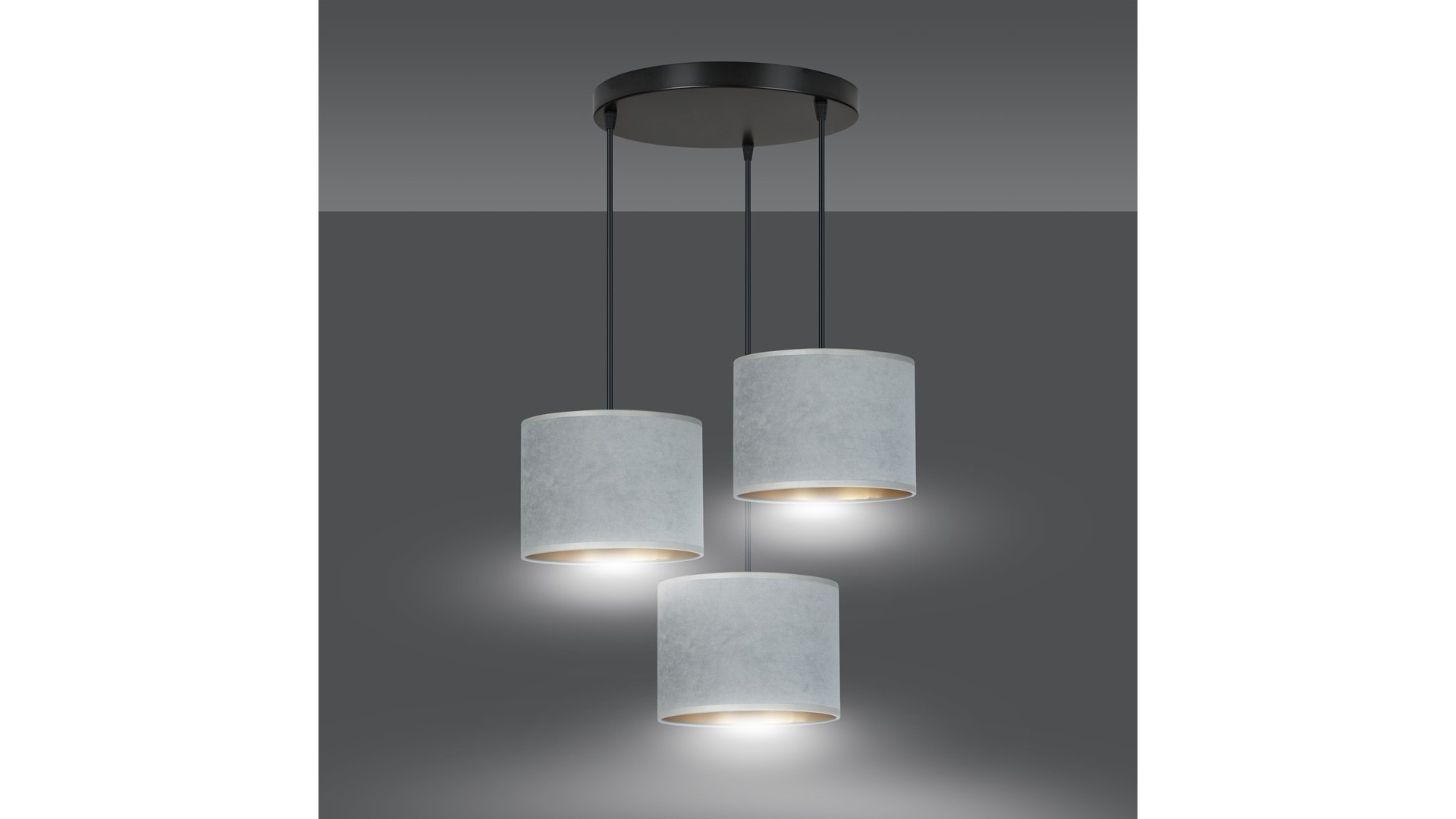 LAMPA WISZĄCA HILDE 3 CZARNA PREMIUM SZARA EMIBIG