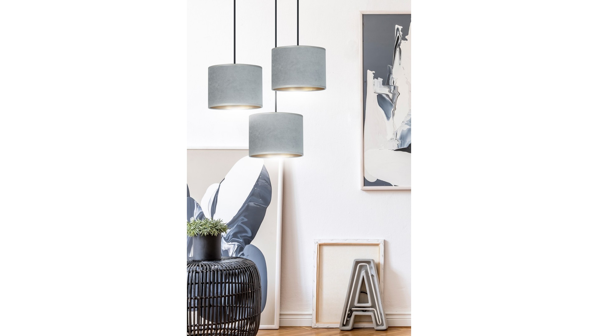 LAMPA WISZĄCA HILDE 3 CZARNA PREMIUM SZARA EMIBIG