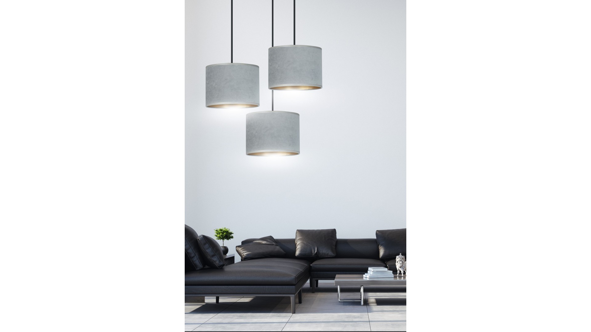 LAMPA WISZĄCA HILDE 3 CZARNA PREMIUM SZARA EMIBIG