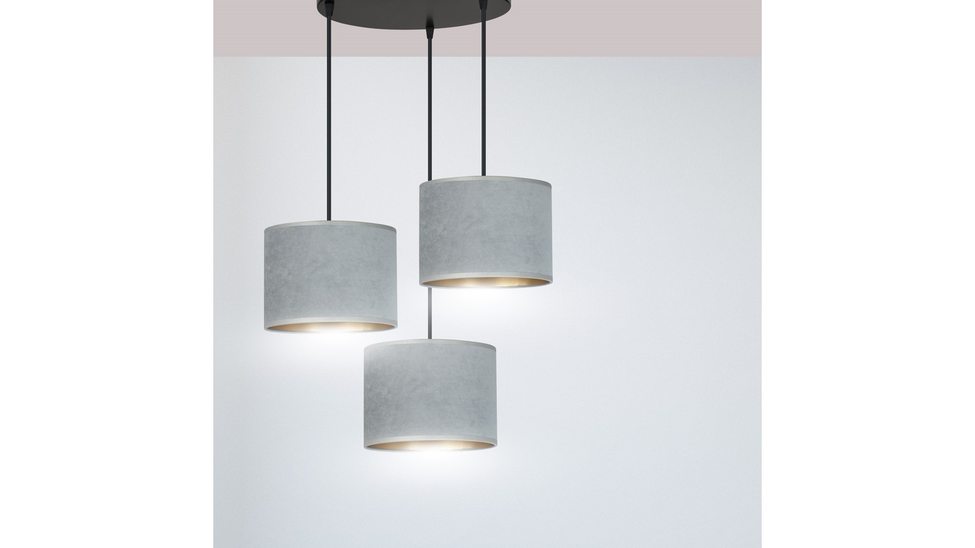 LAMPA WISZĄCA HILDE 3 CZARNA PREMIUM SZARA EMIBIG