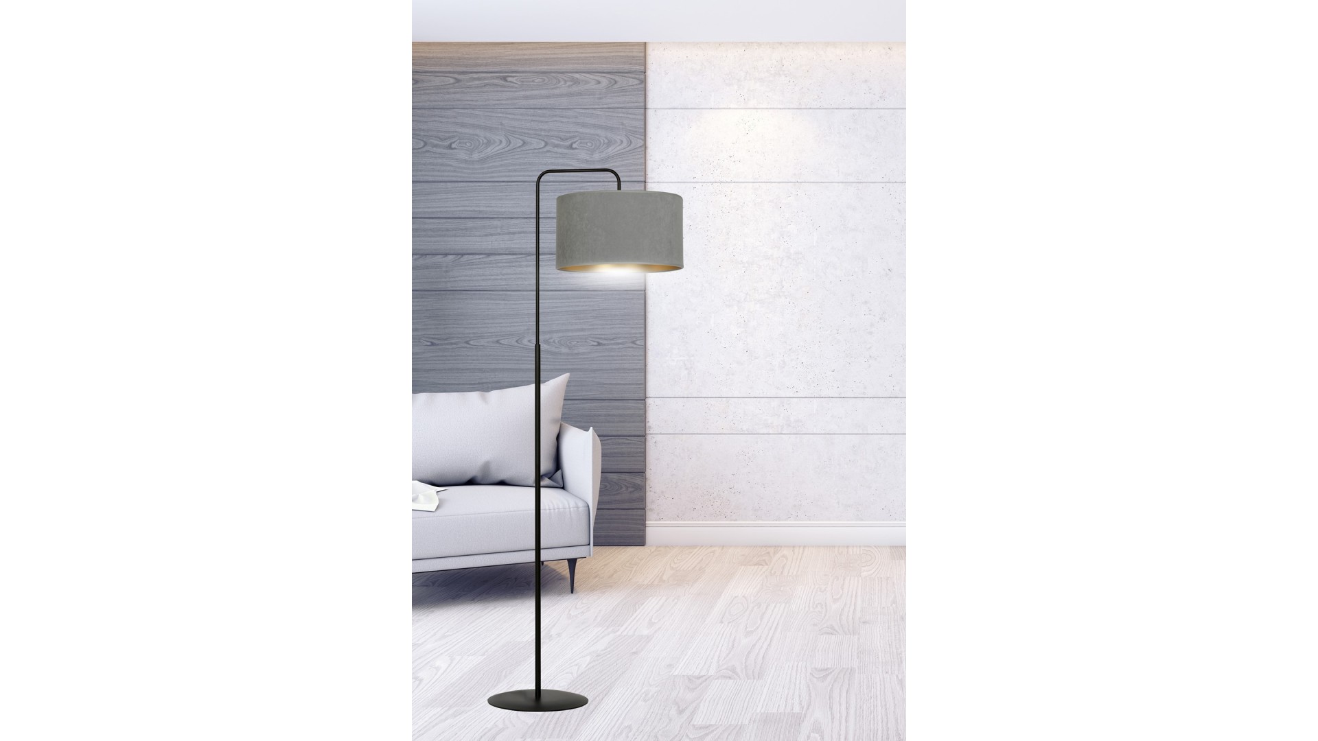 LAMPA PODŁOGOWA STOJĄCA HILDE LP1 BL SZARA EMIBIG