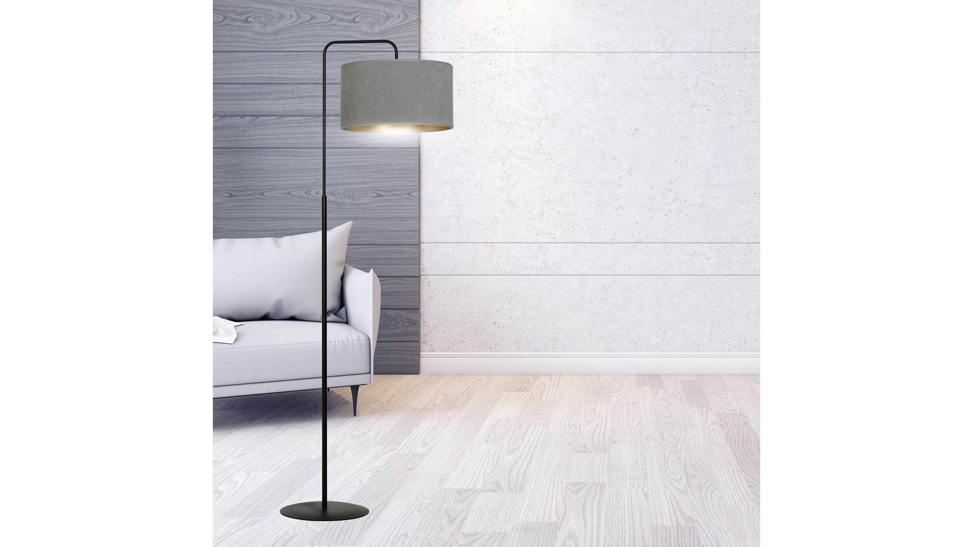 LAMPA PODŁOGOWA STOJĄCA HILDE LP1 BL SZARA EMIBIG