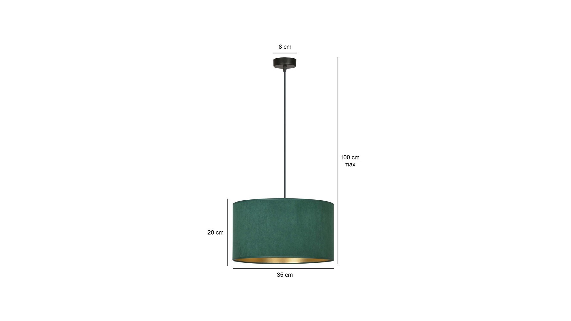 LAMPA WISZĄCA HILDE 1 CZARNA ZIELONA EMIBIG