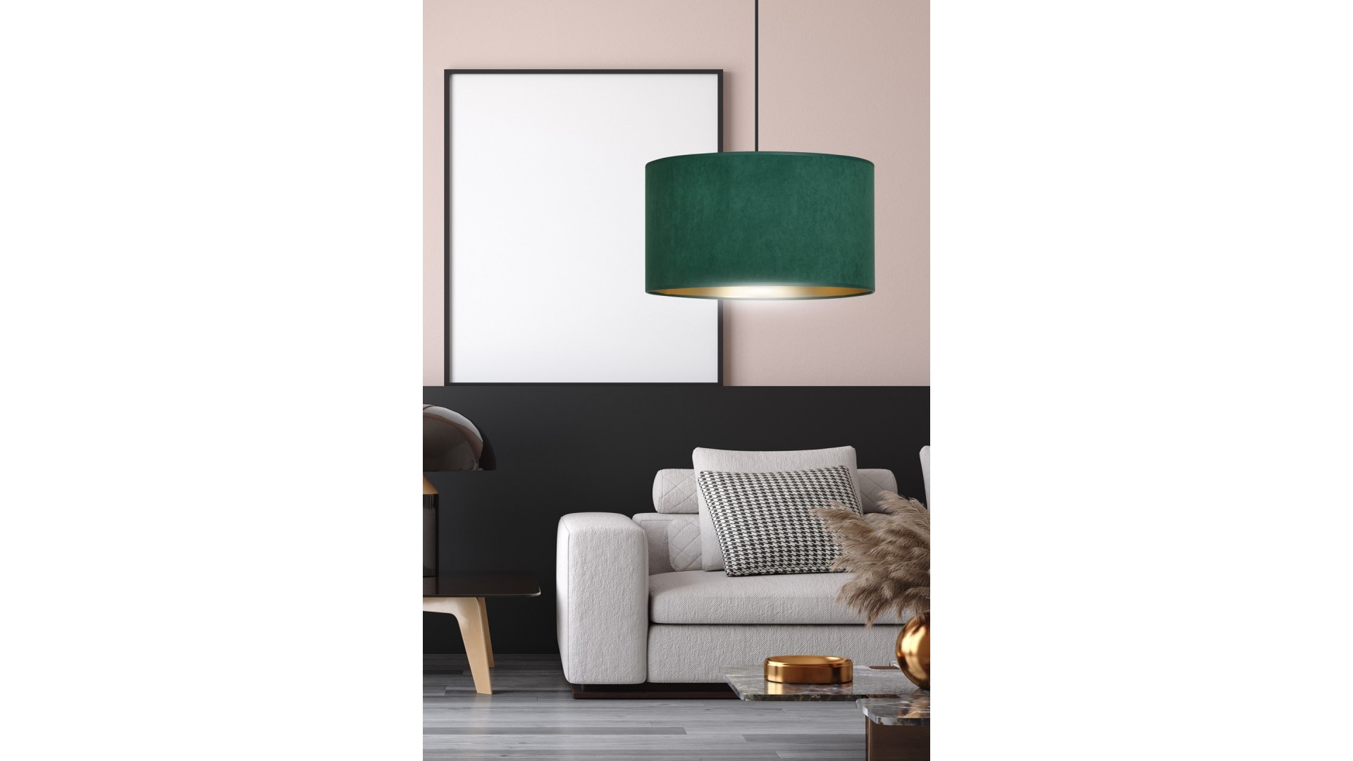 LAMPA WISZĄCA HILDE 1 CZARNA ZIELONA EMIBIG